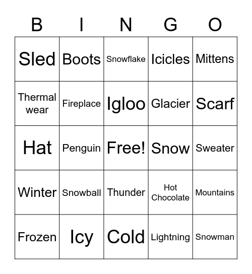 Winter Bingo Card