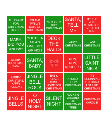 Christmas Carol Bingo! Bingo Card