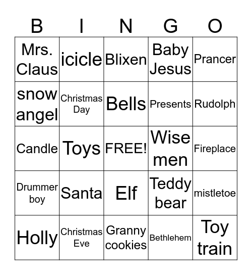 Christmas Bingo Card