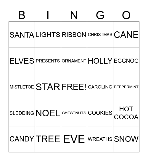 CHRISTMAS Bingo Card