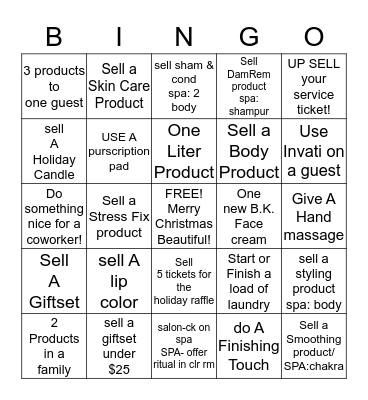 Twelve days till Christmas Bingo Card