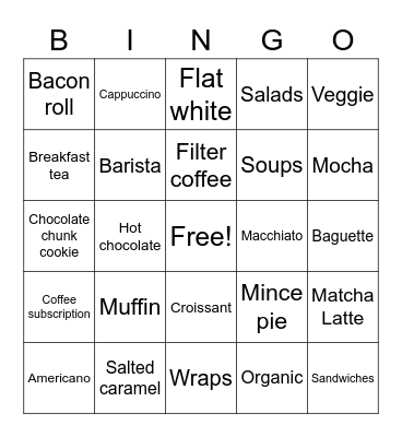 PRET Bingo Card