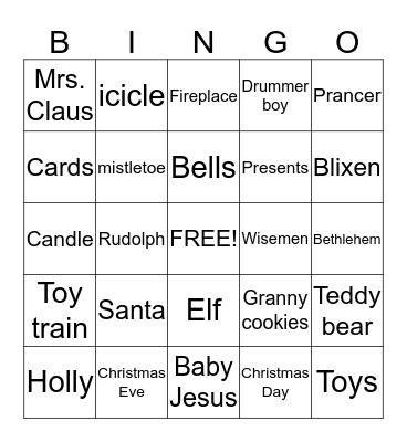 Christmas Bingo Card