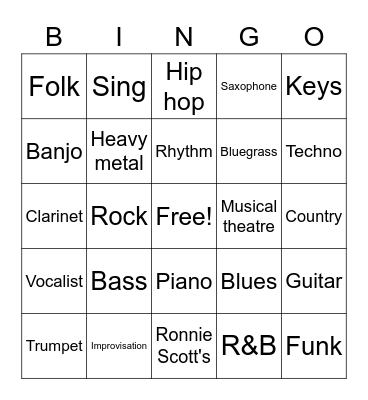 Music Bingo Card