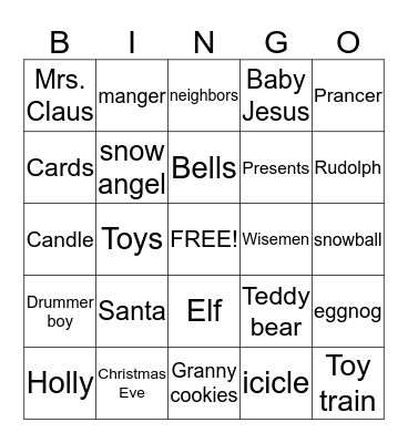 Christmas Bingo Card
