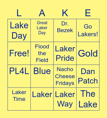 Laker Bingo Card