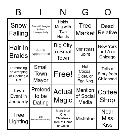 Christmas Movie Bingo Card