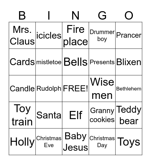 Christmas Bingo Card