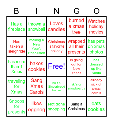 Holiday Bingo Card