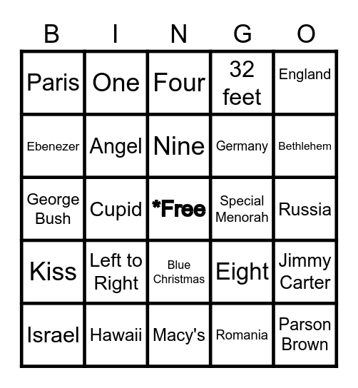 Holiday Bingo Card
