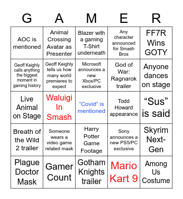 Ross EG GAMER BINGO Card