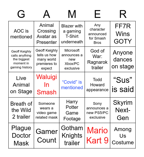 Ross EG GAMER BINGO Card