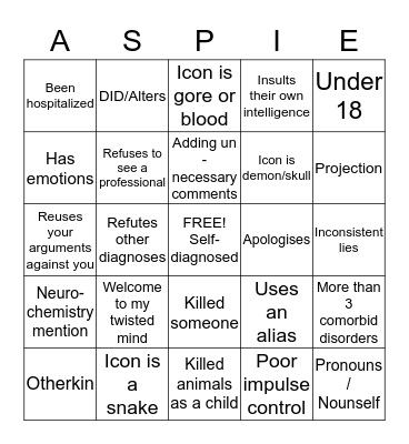 Poserpath Bingo Card