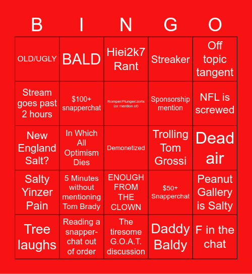 Dumpster Fire BINGO: Post Super Bowl Edition Bingo Card