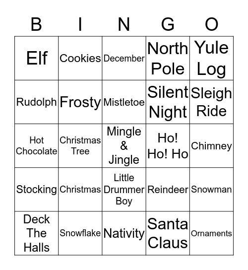 Christmas Bingo! Bingo Card