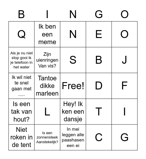 Deerntjes uitspraken Bingo Card