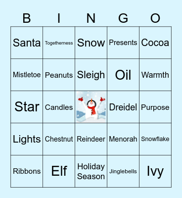 Center Holidays! Bingo Card