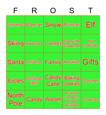 Holiday Bingo Card