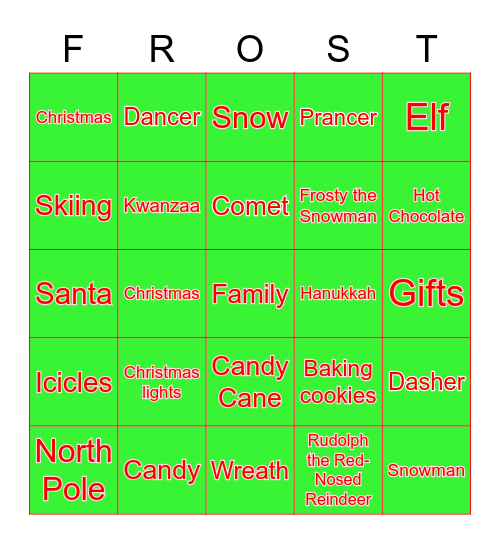 Holiday Bingo Card