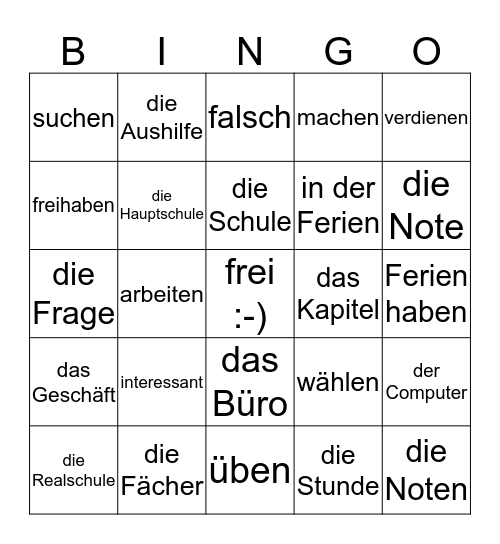 An die Arbeit! (J + Jt) Bingo Card