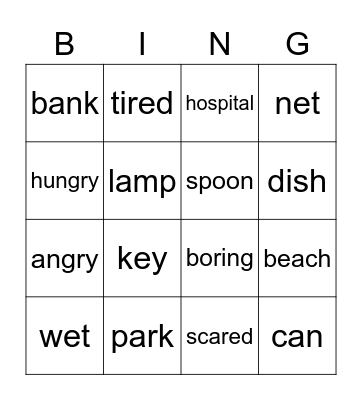 P1/1 Bingo, Week 2 Bingo Card