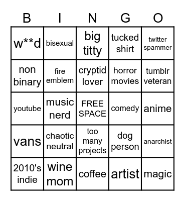 Rory Jo Bingo Card