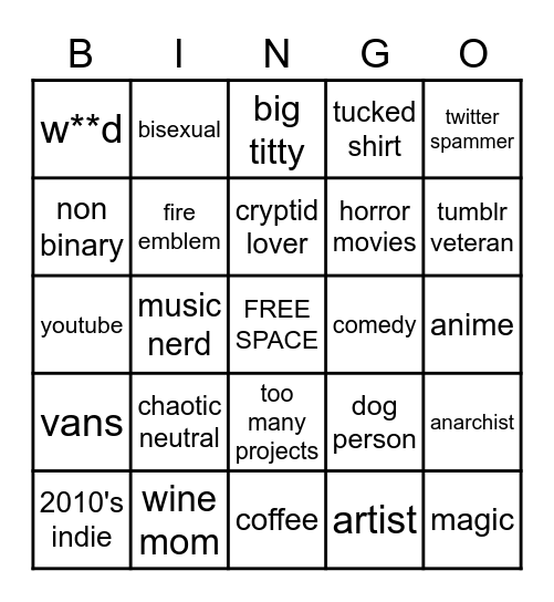 Rory Jo Bingo Card