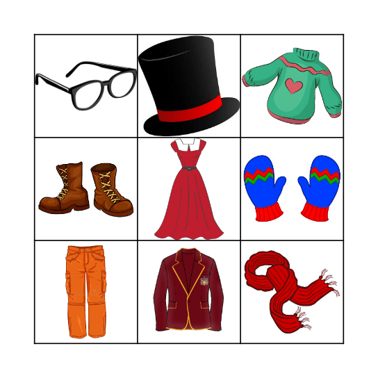 Clothes Bingo Card