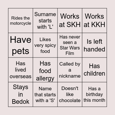 Find Someone Who.... Bingo Card