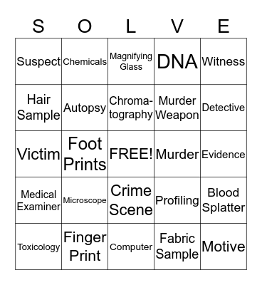 Solve the Crime Bingo Card
