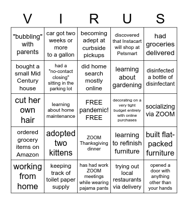 ELIZABETH's 2020 BINGO card Bingo Card