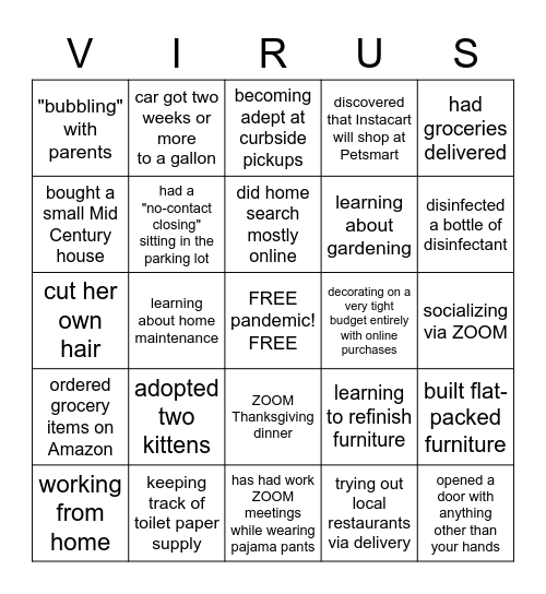 ELIZABETH's 2020 BINGO card Bingo Card