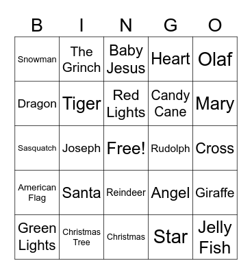 Christmas Ships Bingo Card