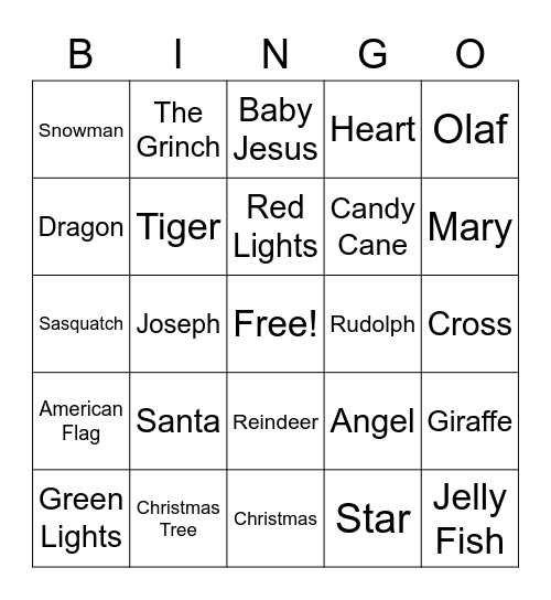 Christmas Ships Bingo Card