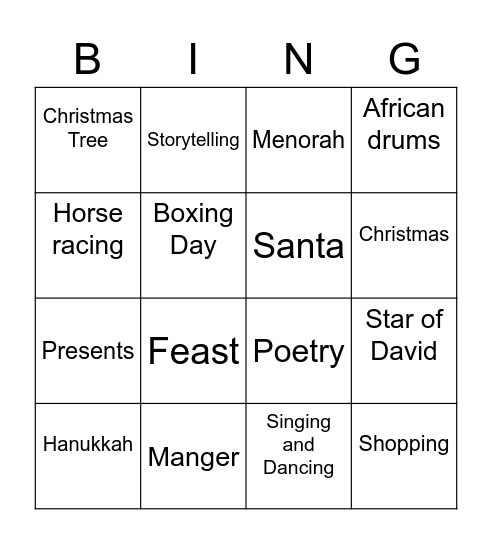 Holiday Bingo Card