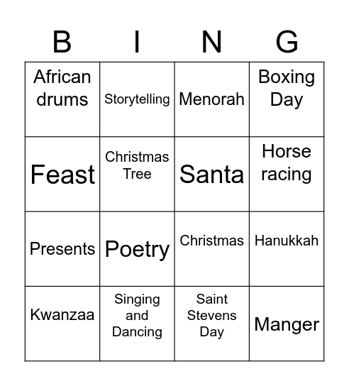 Holiday Bingo Card