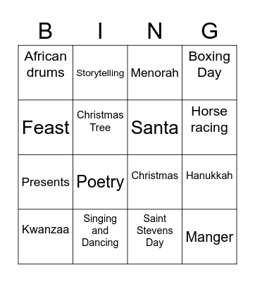 Holiday Bingo Card