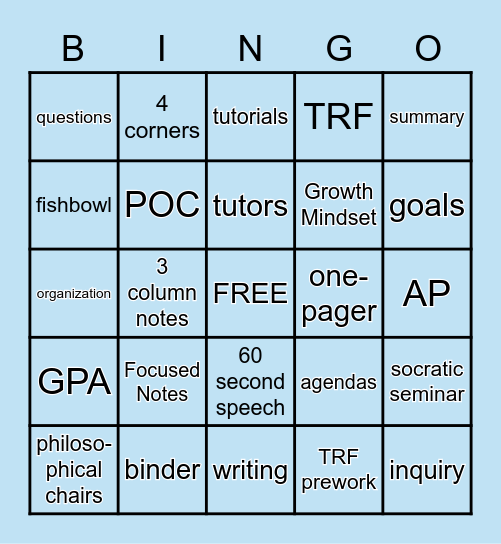 WICOR BINGO Card