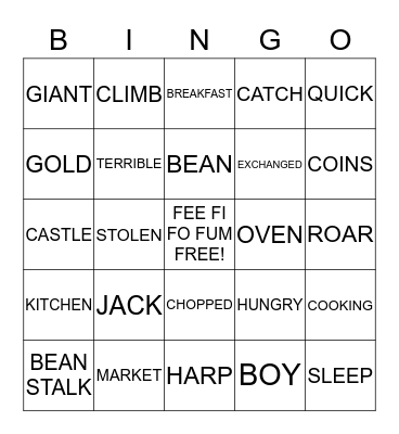 JACK AND THE BEANSTALK Bingo Card