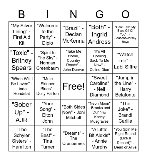 Ryan Family Christmas Bingo Card