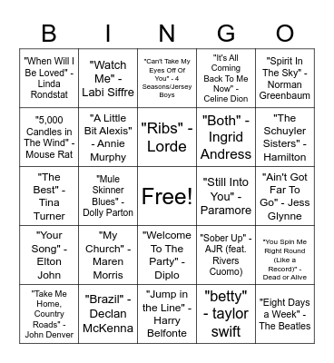Ryan Family Christmas 2 Bingo Card