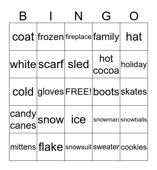 Winter Bingo Card