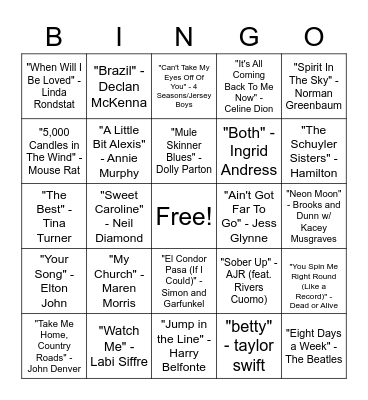 Ryan Family Christmas 3 Bingo Card