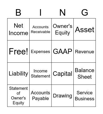 Accounting Review Bingo Card