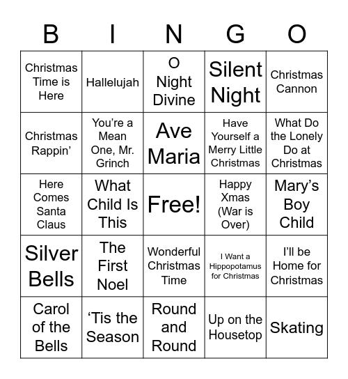 UPCAG Christmas Singo Bingo Card