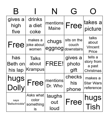 Darrell Christmas Bingo Card
