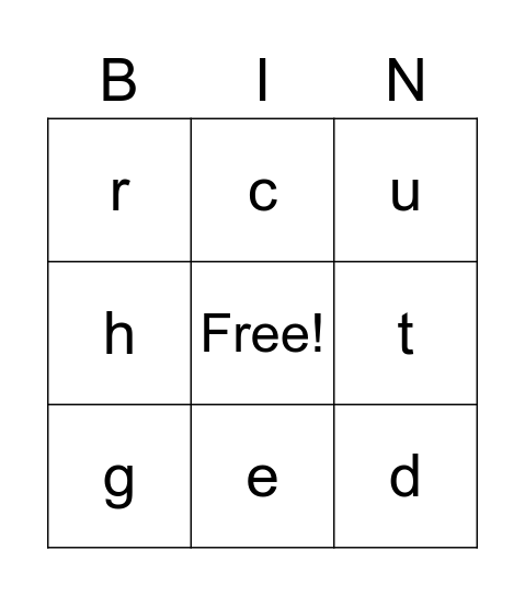 Letter Sounds Bingo Card