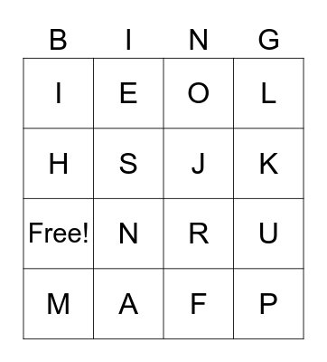 1ST Grade Letters Bingo Card