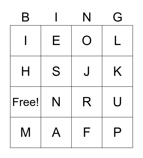 1ST Grade Letters Bingo Card