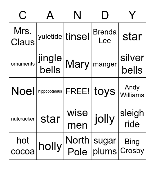 CHRISTMAS BINGO 2020 Bingo Card
